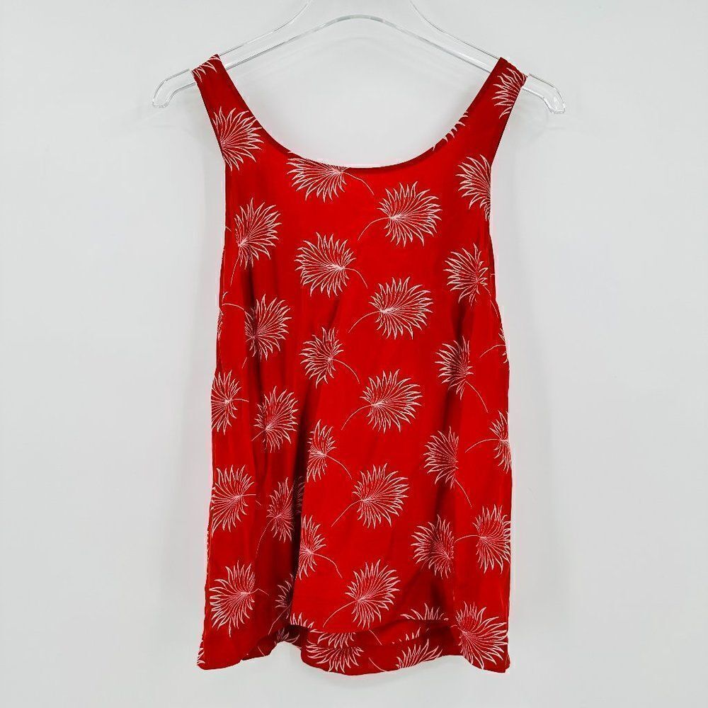 Madewell Size Small Burnt Orange Silk Lookout Bow Back Top in Palmflower Print